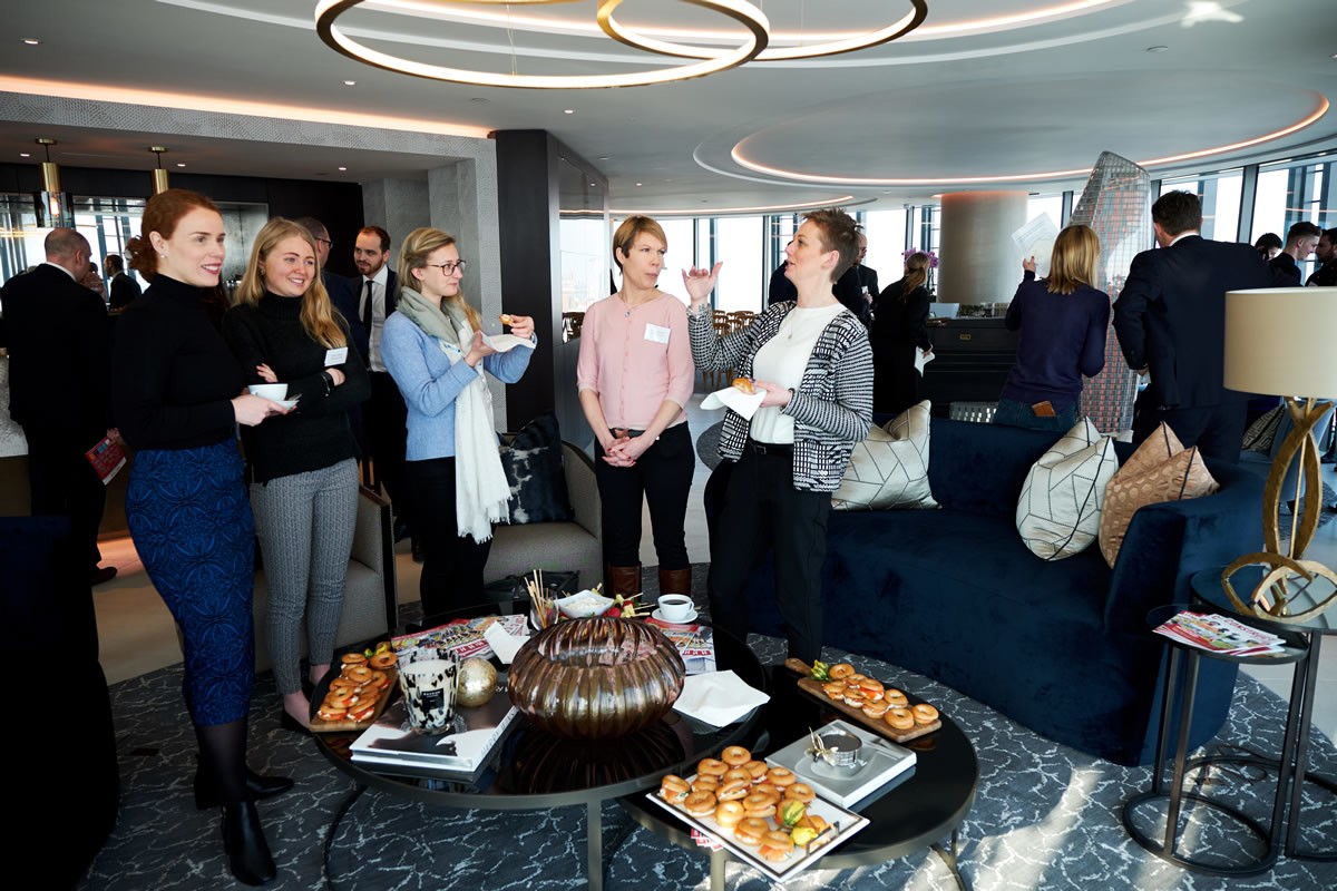 a photo of an apartment at 1 Blackfriars with guests at the Build UK Open Doors Launch talking