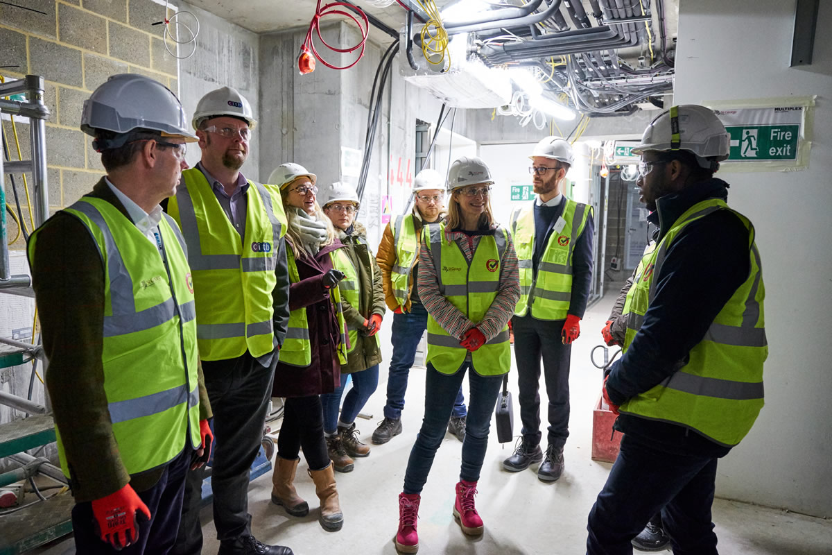 visitors to the Build UK Open Doors Launch having a tour of the building