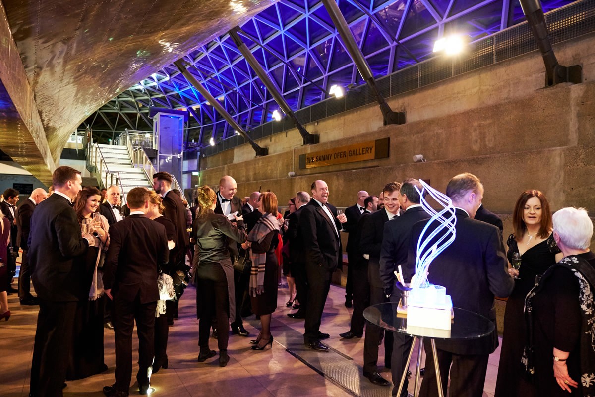 a wide shot of the Cutty Sark event's reception