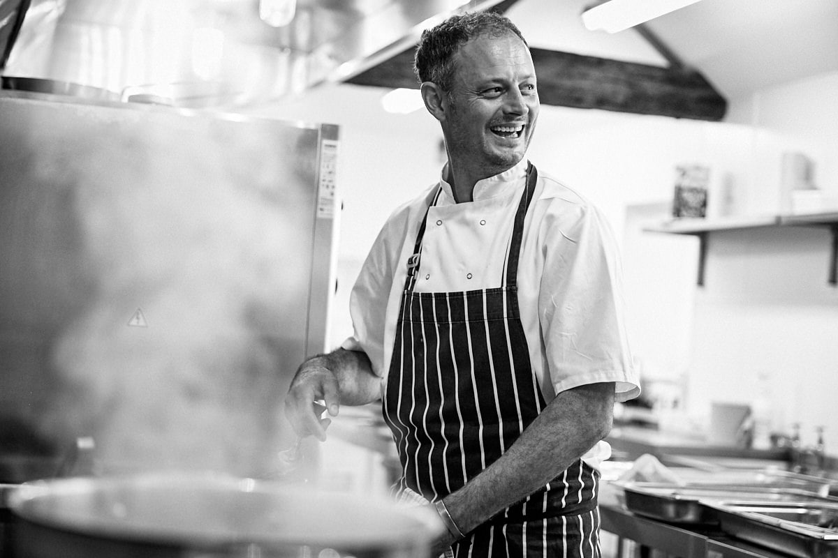 a chef working in a kitchen